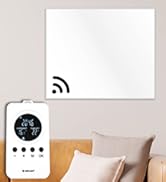 un téléphone intelligent mural blanc avec un cadre blanc et un thermostat mural blanc.