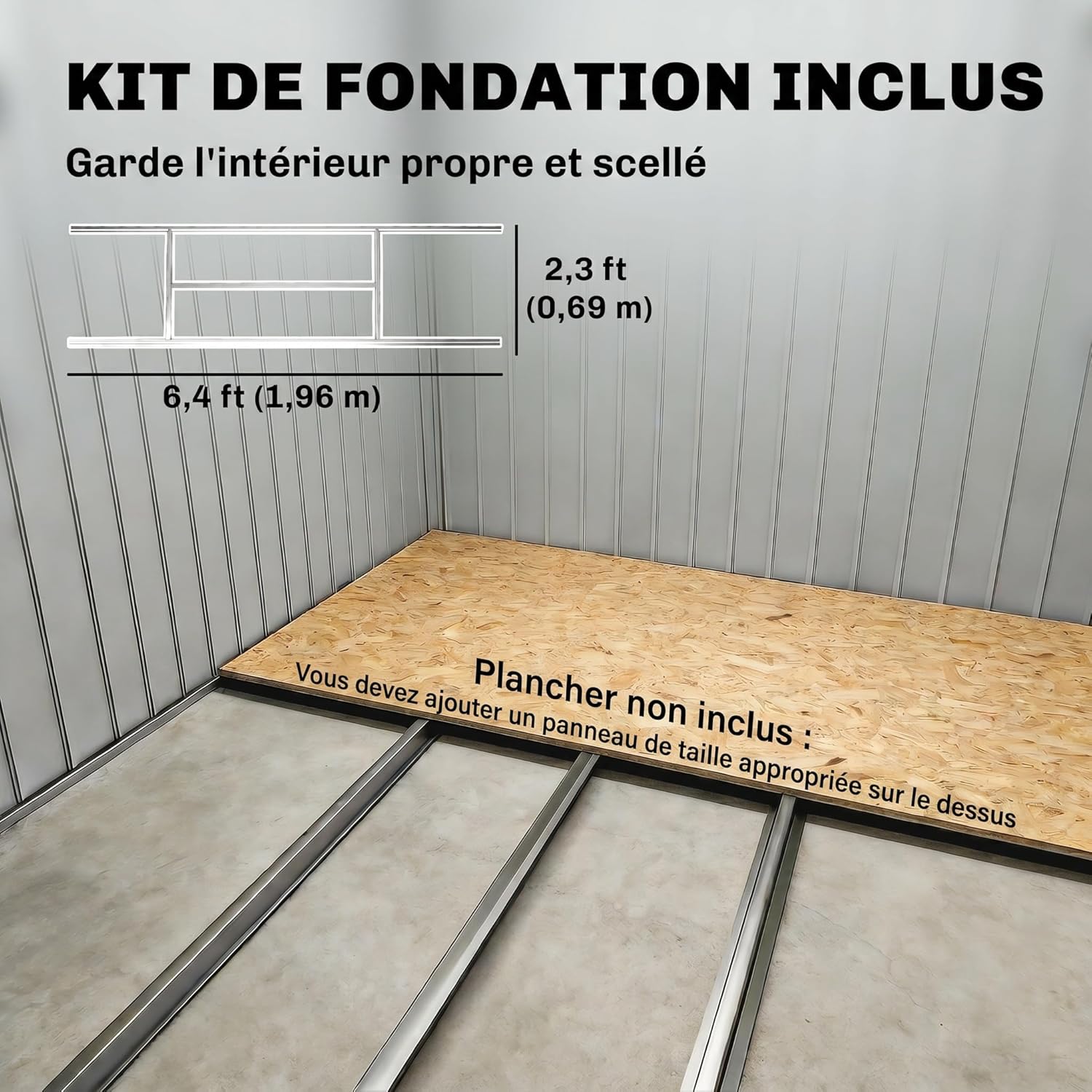 Abri de jardin métal 2,77 m²,porte coulissante, 