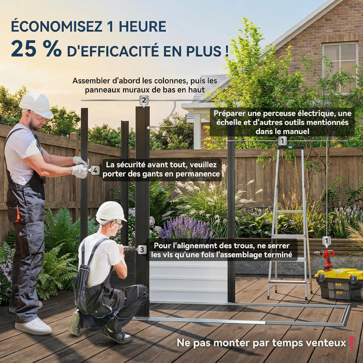 Abri de Jardin en métal 2,27 m², Structure en Acier galvanisé 