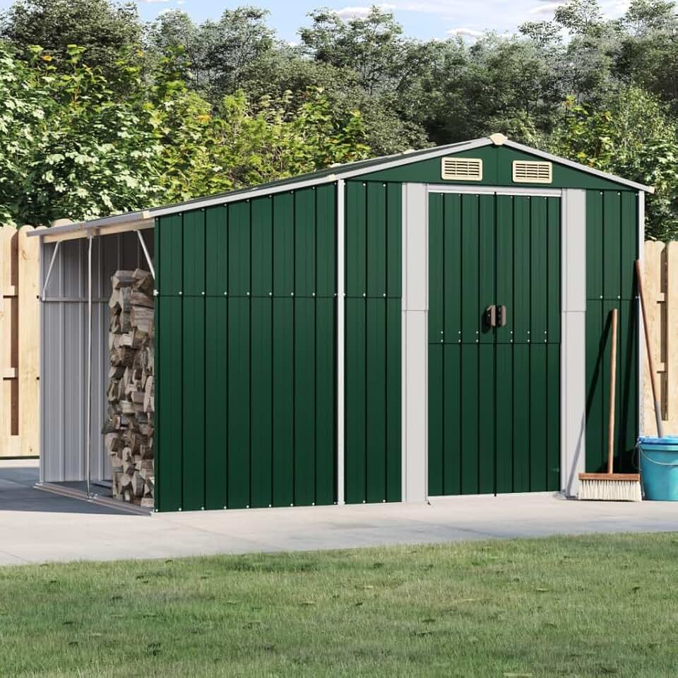 ADWOA Abri de Jardin Vert 277x192,5x179 cm Acier galvanisé,Abris De Jardin,Abri De Stockage pour Jardin,Abri D'Outils De Jardin