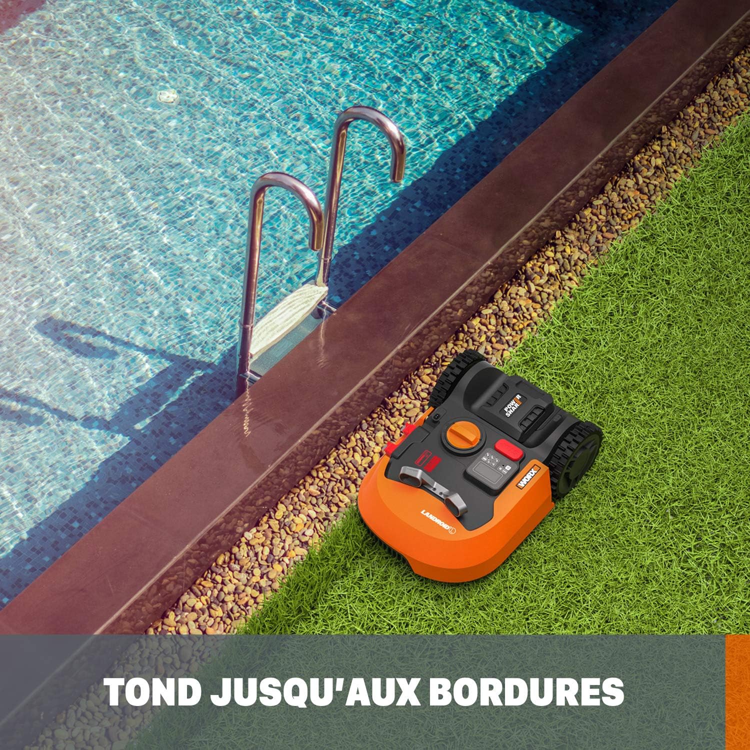 WORX - Landroid Série - 700 m², pente 35%, bordures, WR142E