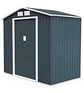 Homesis Abri de jardin en métal 213 x 127 x 185 cm, Abri d'outils de jardin avec 2 pour...