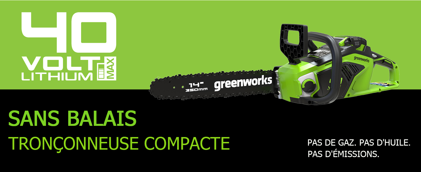 Tronçonneuse sans fil Greenworks avec moteur sans balais