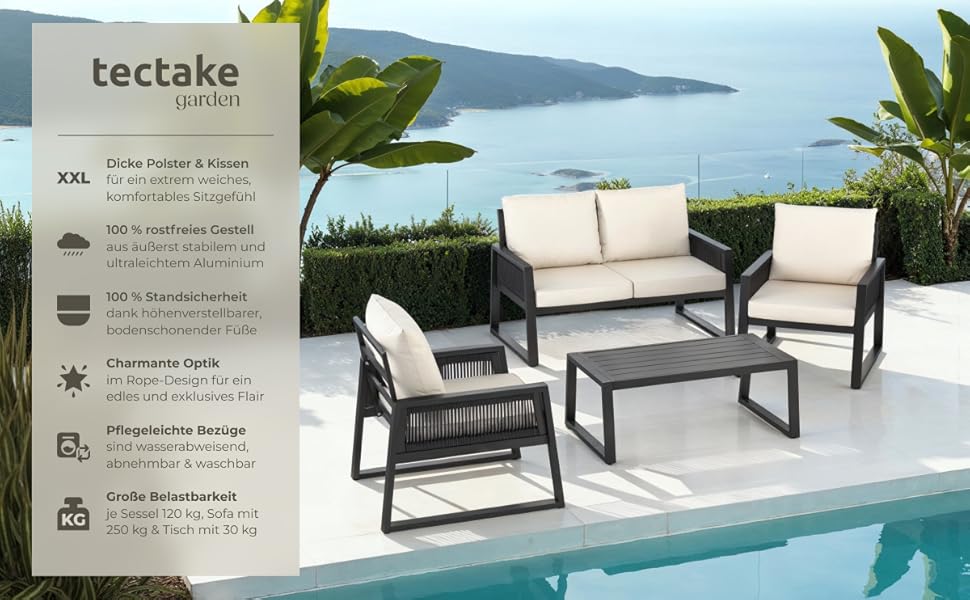 405059 Captive Salon de jardin (canapé, table + 2 fauteuils)