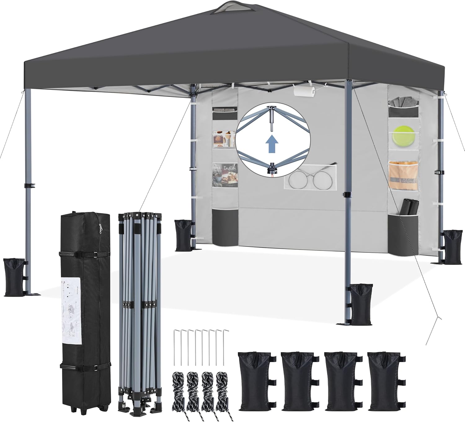 Yaheetech Tonnelle de Jardin Pop-up, Tonnelle Pliante Imperméable avec Parois Latérale, Barnum Pliant Anti-UV en Hauteur Réglable pour Jardin Terrasse Camping