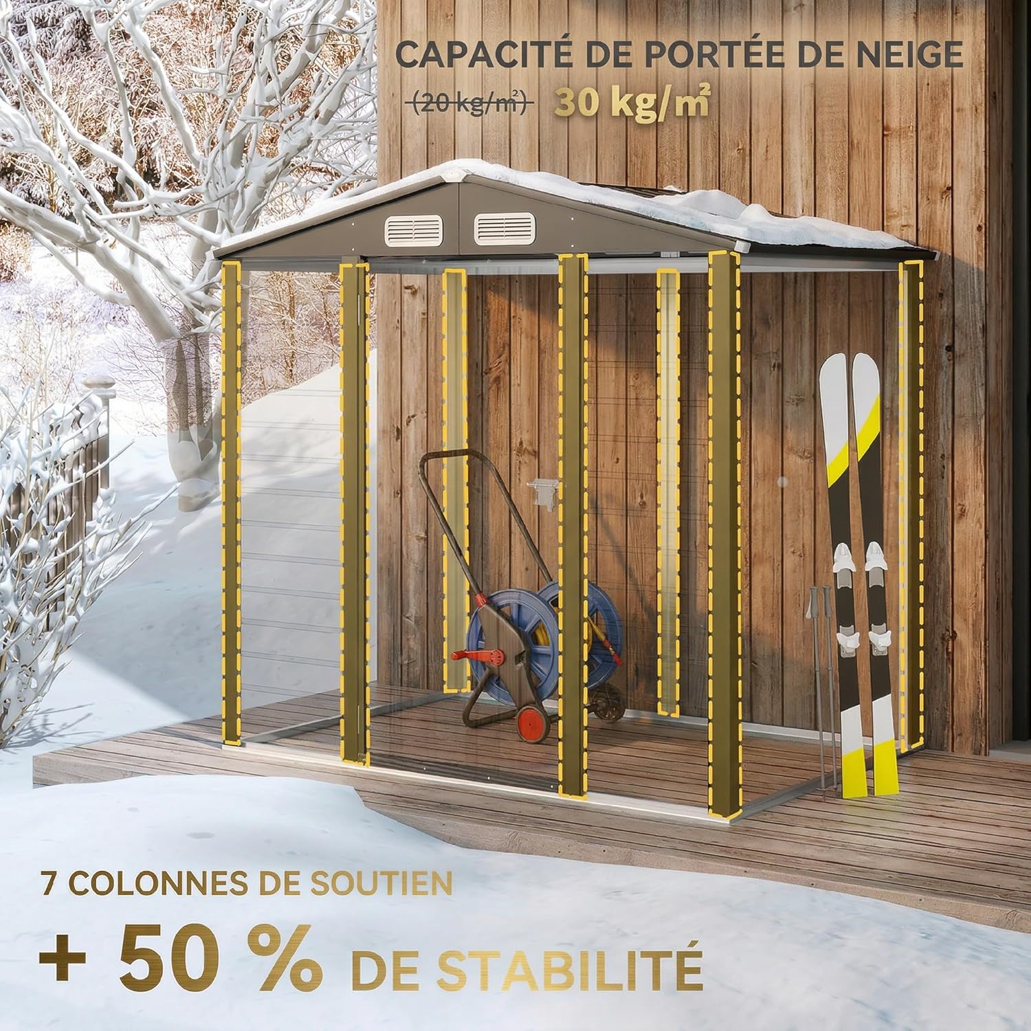 Abri de Jardin en métal 2,27 m², Structure en Acier galvanisé 