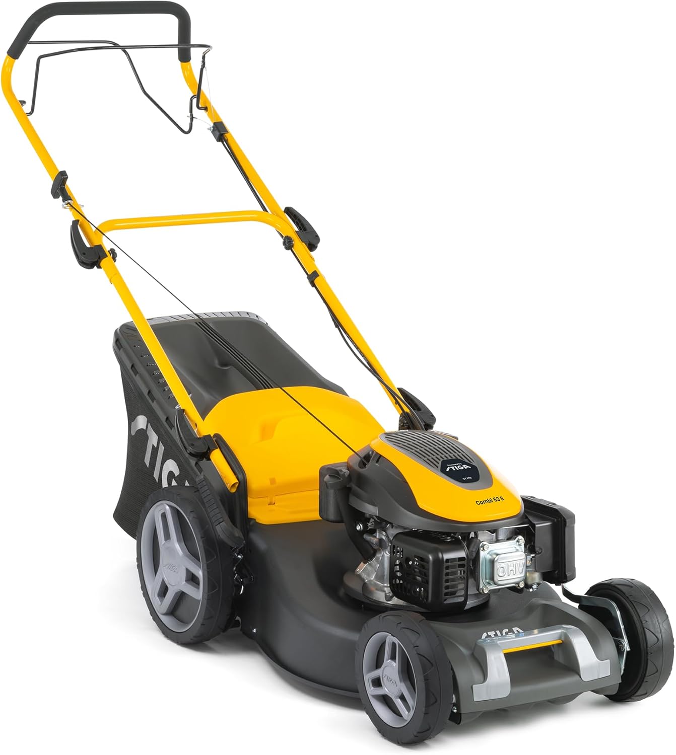STIGA Combi 53 S Tondeuse Thermique, 166 cm³, 51 cm – Système 3 en 1, Bac 60 L, Réglage Centralisé – pour Pelouses jusqu'à 1 800 m²
