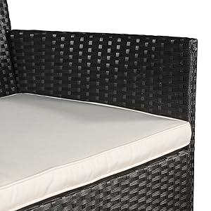 ArtLife Fort Myers Salon en polyrotin noir avec housses crème pour 4 personnes.