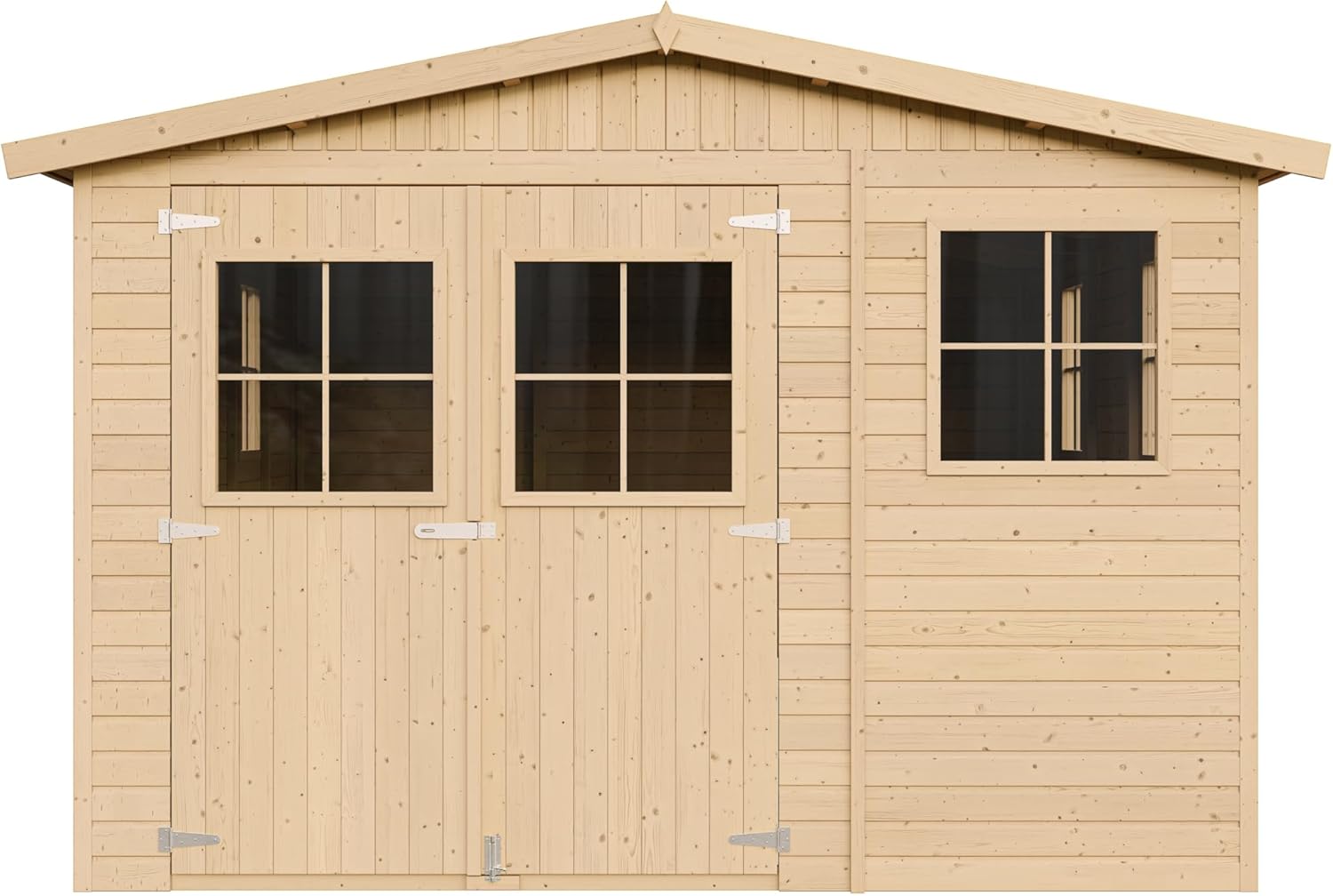 Abri de Jardin en Bois Naturel - Stockage extérieur avec fenêtres- H226x324x516 cm/15 m² Hangar en Bois Naturel - Atelier Rangement Outils et vélos- TIMBELA M337