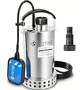 FOTING Pompe submersible en acier inoxydable 900 W, 13 000 l/h, hauteur de refoulement max. 9 m, profondeur d'immersion max. 7 m.