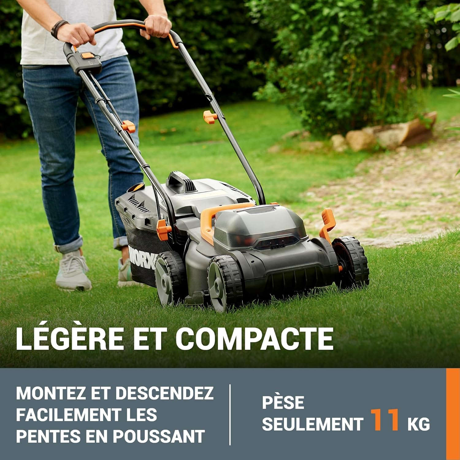 WORX - Tondeuse sans fil 40V, 34cm, 6 hauteurs, compacte, WG779E.1
