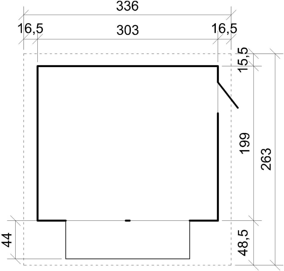 Timbela - Abri de jardin bois, 6m², 2 fenêtres, volets roulants, 336x263x232 cm - M150Z