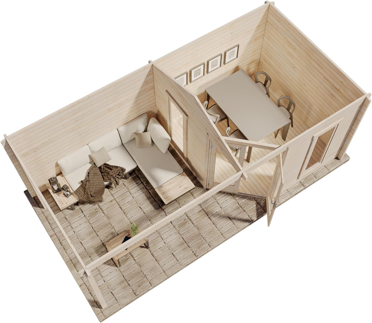 Abri de Jardin pentagonal Liwa en Bois de la Marque Alpholz | abri de Jardin et de Loisirs | Chalet de Jardin | pentagonale, Construction en madriers, cabane de Jardin, Toit en croupe, épaisseur de