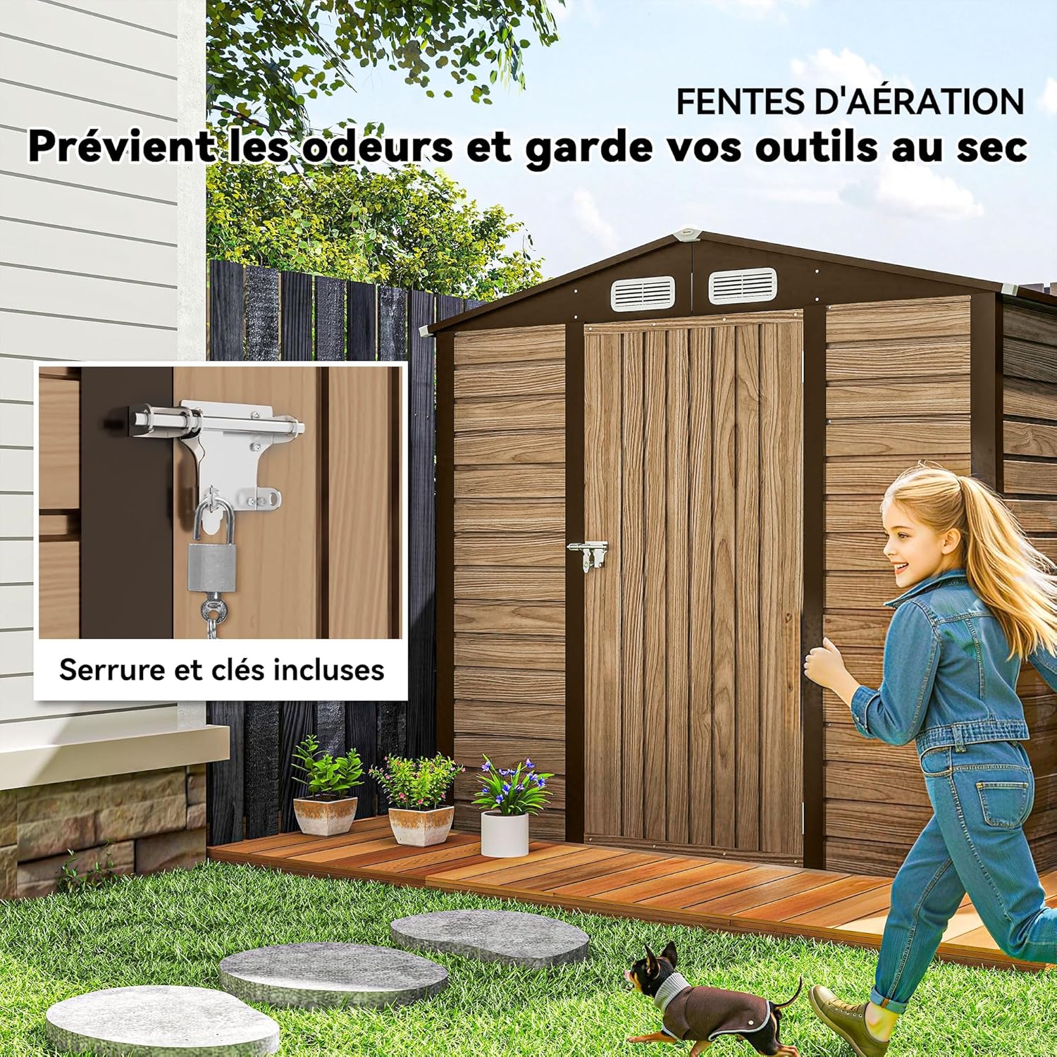 Abri de Jardin en métal 2,27 m², Structure en Acier galvanisé 