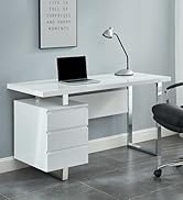 Vente-unique - Bureau MYLAN avec rangement - 3 tiroirs - MDF laqué blanc