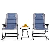 COSTWAY Salon de Jardin 2 Personnes, Ensemble de Jardin 3 PCS avec 2 Chaises Rembourrés à Bascule...