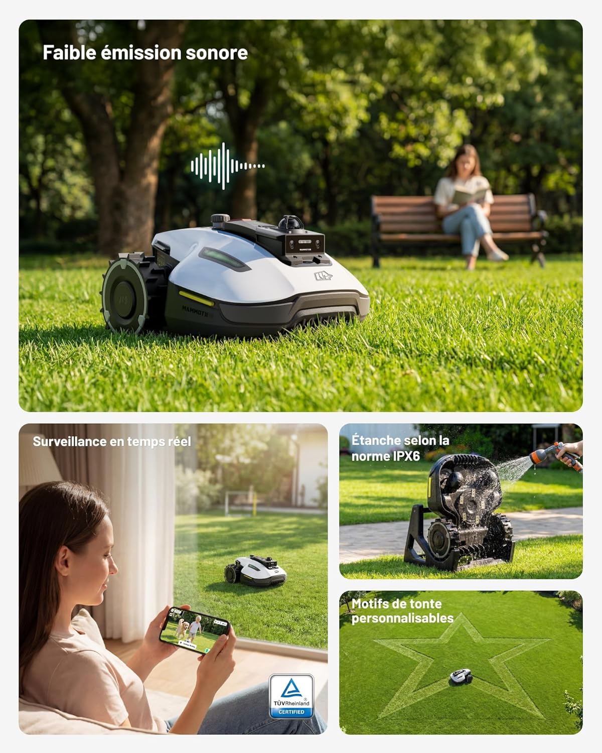 MAMMOTION - YUKA Mini 2 - 1000 m² - IA, LiDAR 360°, caméra, DropMow, pentes 45%