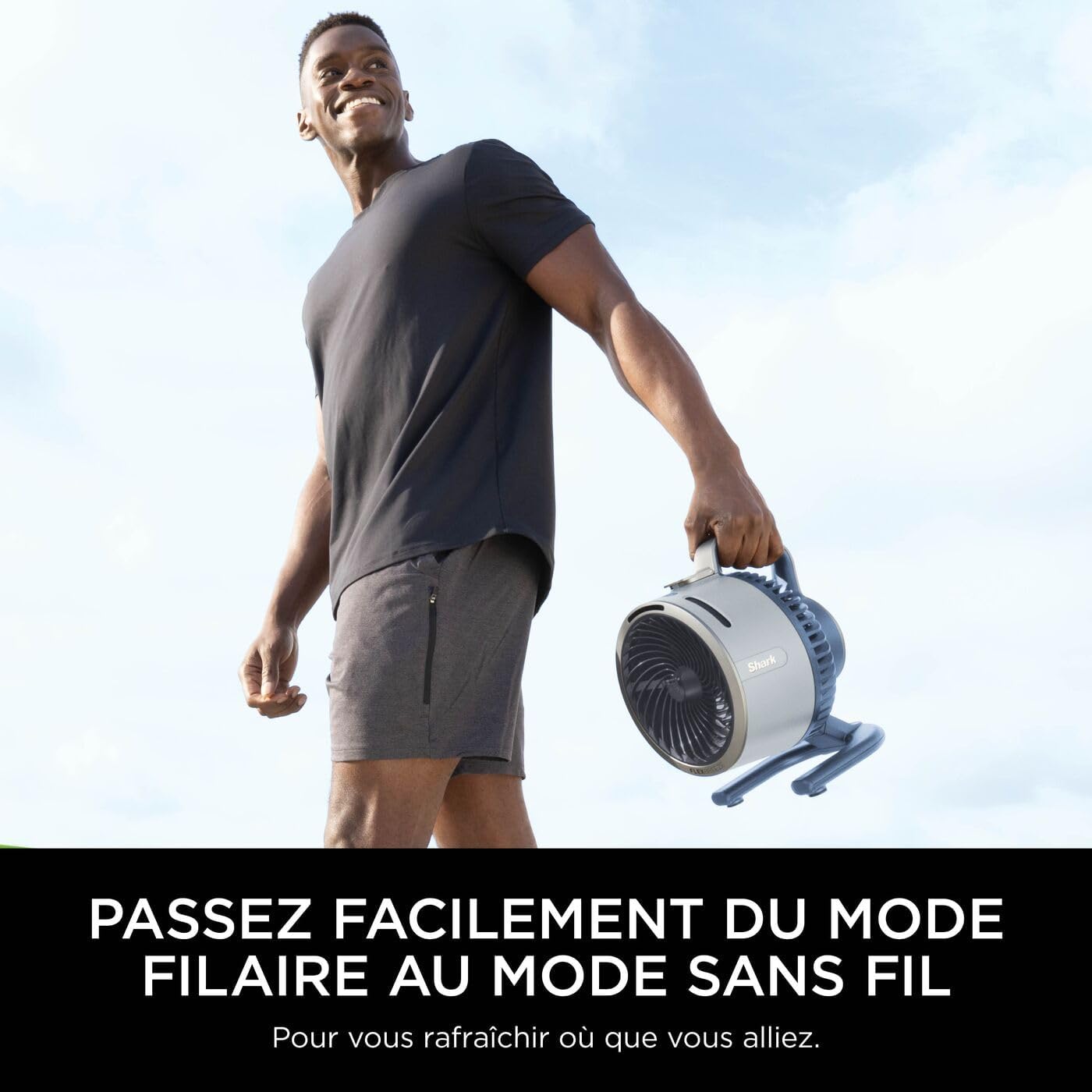 Shark FlexBreeze HydroGo, ventilateur brumisateur portable, rafraîchisseur d'air silencieux intérieur/extérieur, discret et durable, avec/sans fil, léger, 5 réglages de vitesse, Glacier FA050EUBL