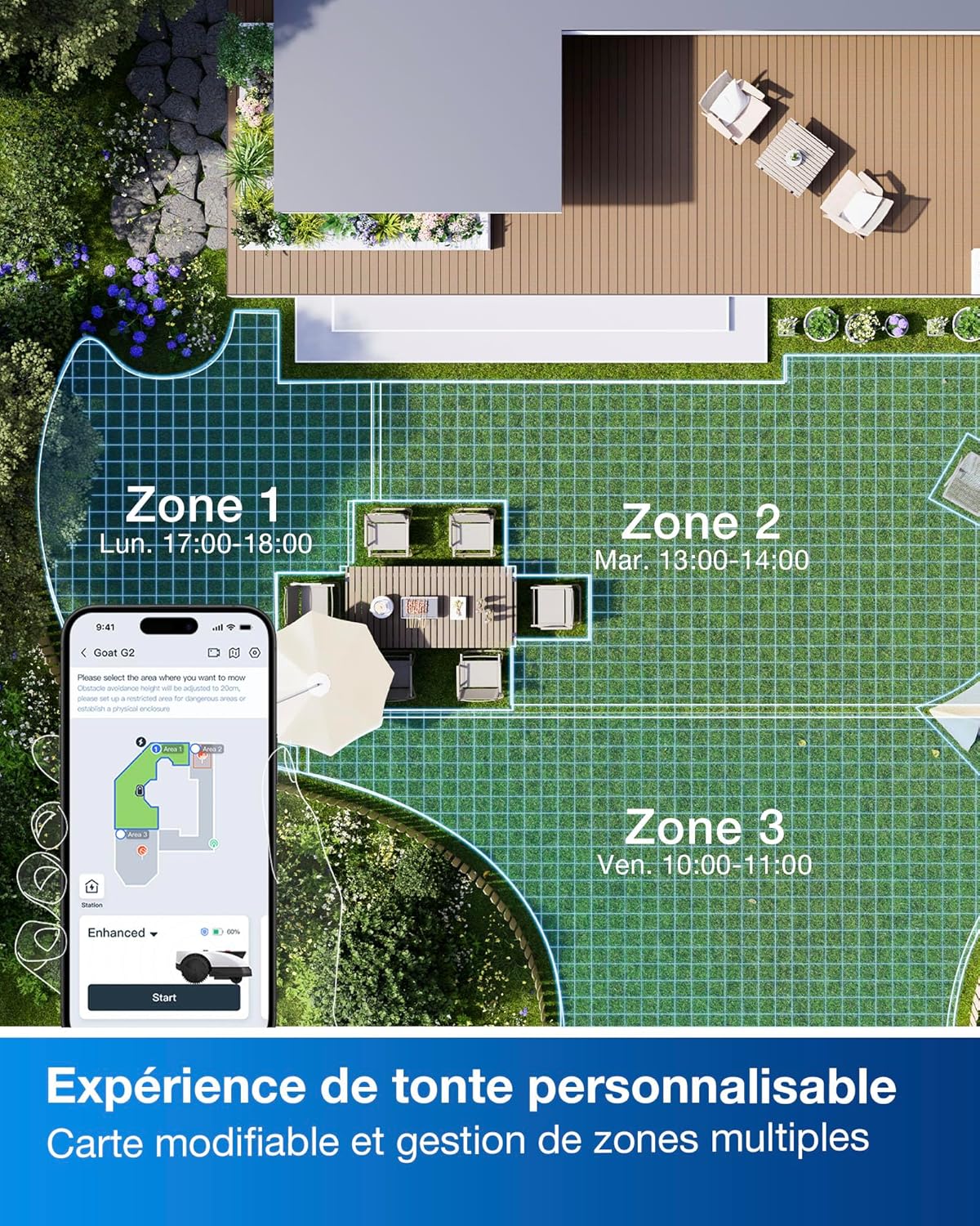 ECOVACS - Goat O800 série - 800 m² - RTK+Lidar, tonte précise, pente 45% - GOAT O800 RTK