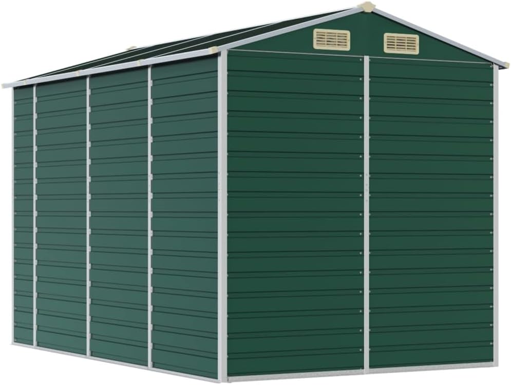 vidaXL - Abri de jardin acier galvanisé - 191x300x198 cm - toit incliné, couleur vert