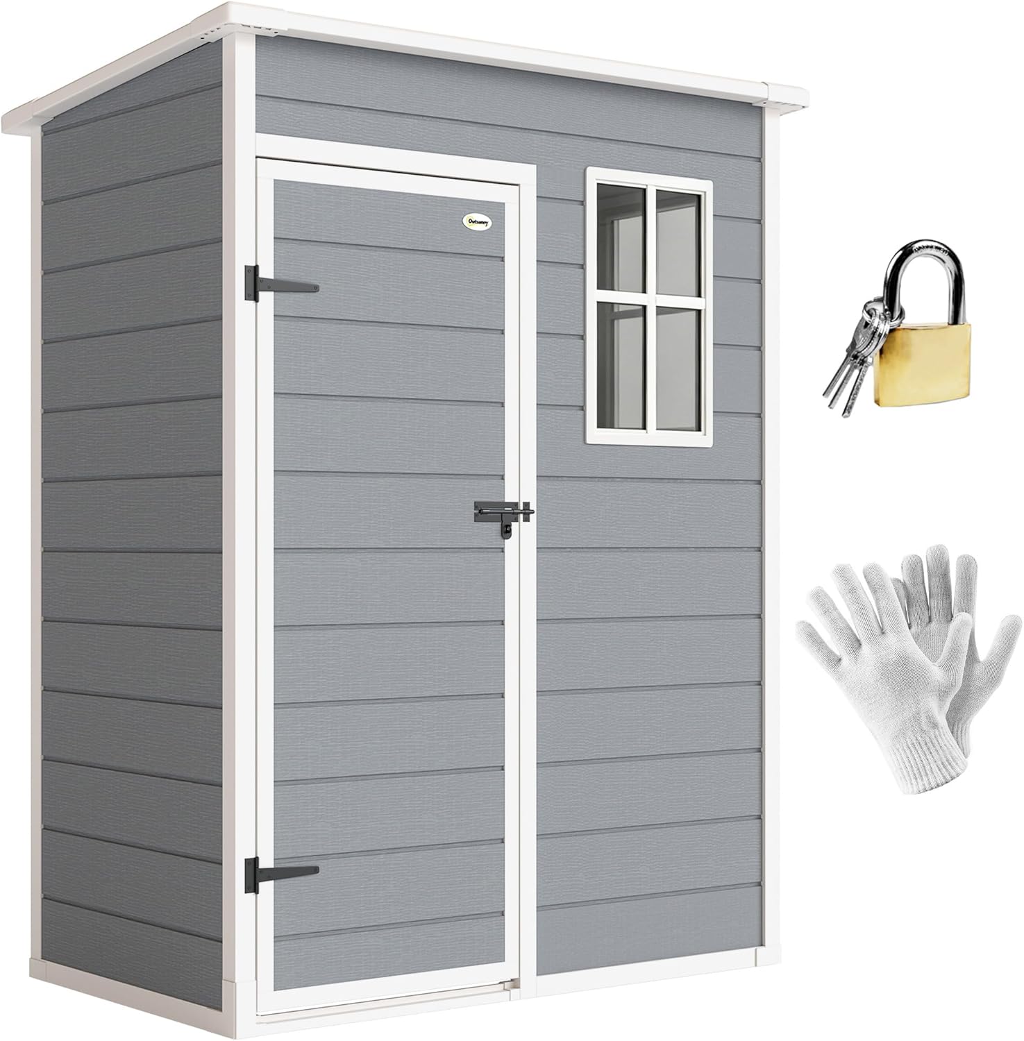 Abri de Jardin 1,14 m² - Porte verrouillable, aération et fenêtre - 151Lx92lx193H cm - Plastique, Gris - YJD1