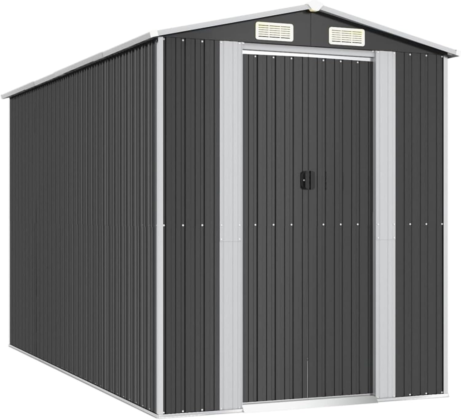 LAPOOH Abri de Jardin Anthracite 192x357x223 cm Acier galvanisé,Abris de Jardin,Abri de Stockage pour Jardin,Abri d'outils de Jardin