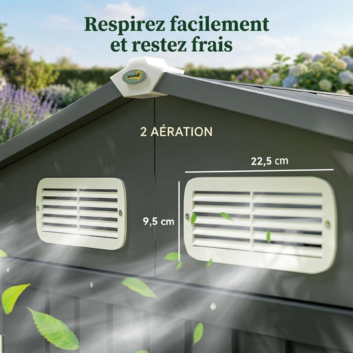 Abri de Jardin en métal 2,27 m², Structure en Acier galvanisé 