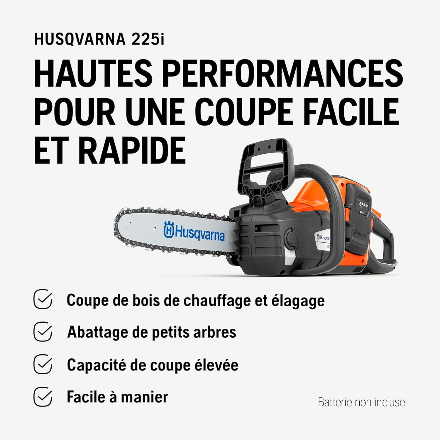 Husqvarna - Tronçonneuse 225i - 30 cm - 36V, légère, silencieuse, 20 m/s