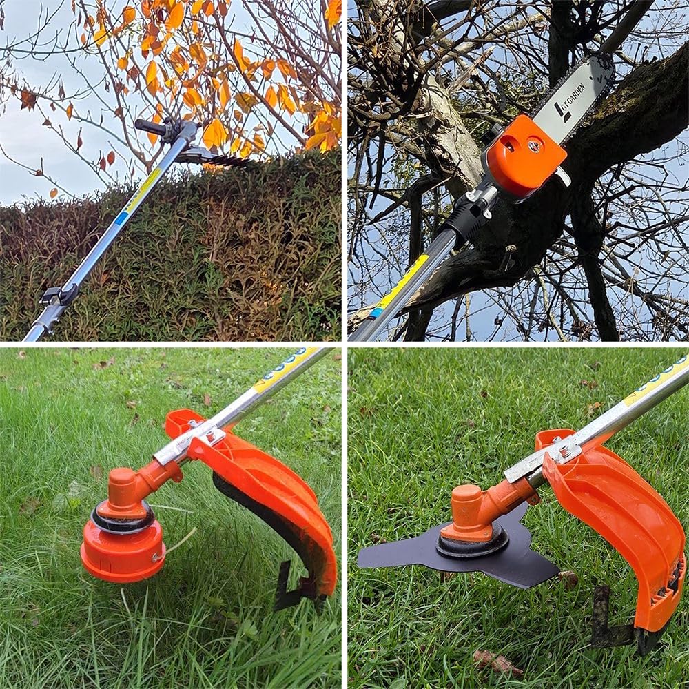 GT Garden - outil multifonction thermique 4 en 1 - 52cc - tronçonneuse, débroussailleuse, taille-haies