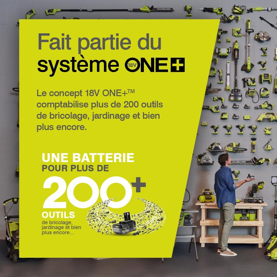 Ryobi - pistolet haute pression 18V One+, 22 bar, léger, 2.5Ah, RY18PW22A-125