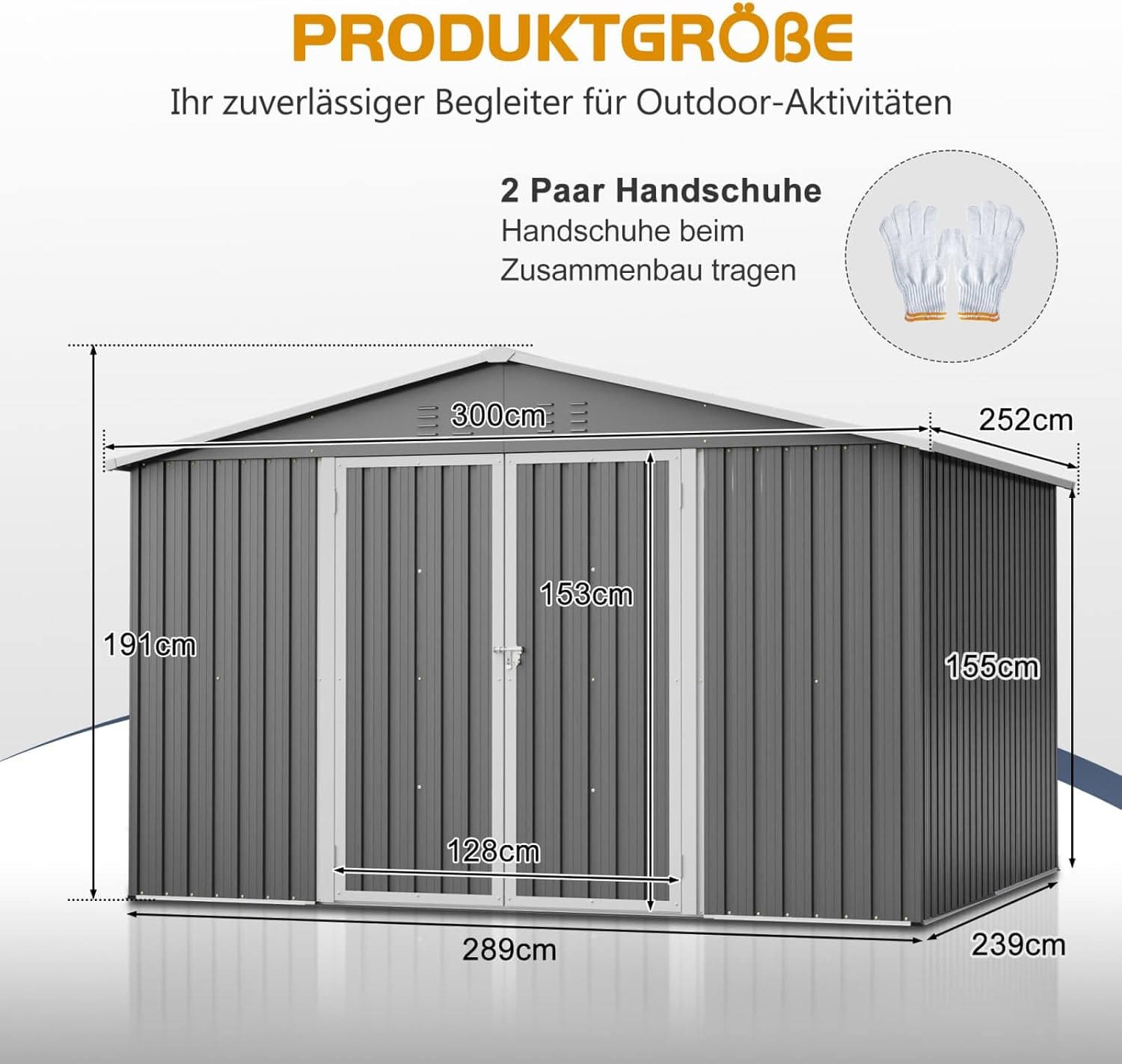 KOMHTOM 10x8 FT Abri de Jardin Métal avec Fondations en métal, Cabane de Jardin Extérieur avec Serrure, Rangement Outils de Jardi (Gris-10x8 FT)