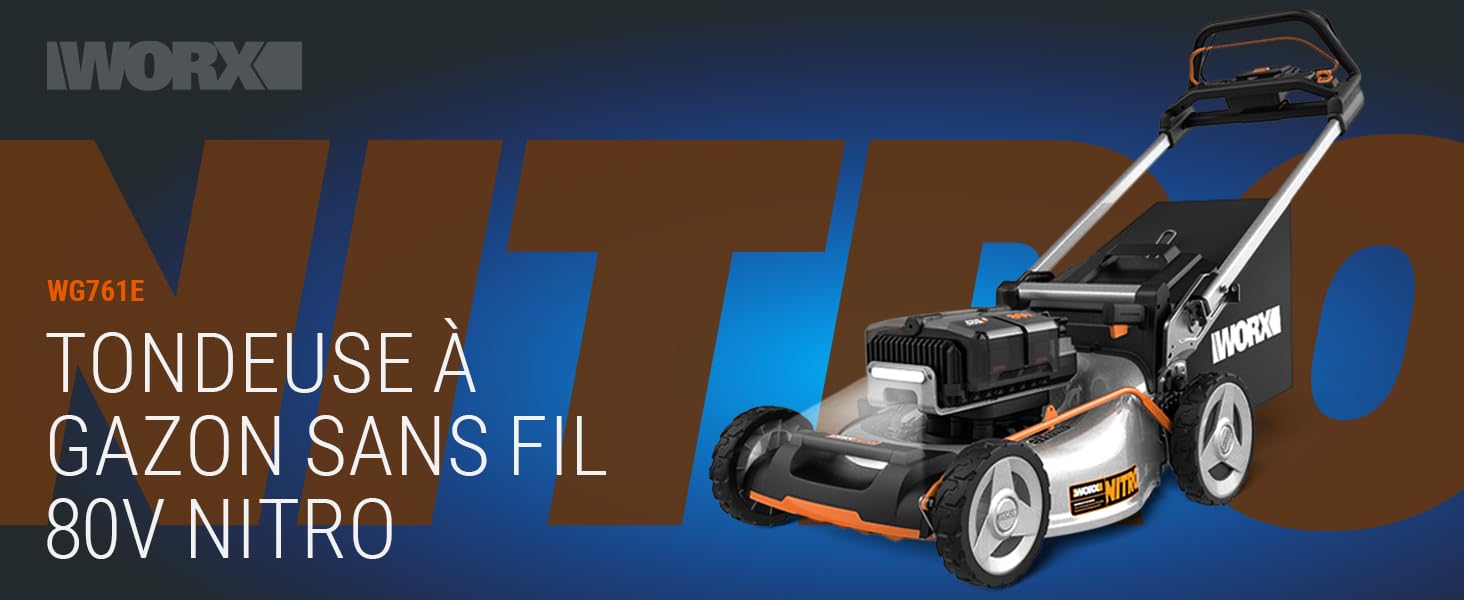 Tondeuse à gazon sans fil NITRO Brushless WG761E 80V
