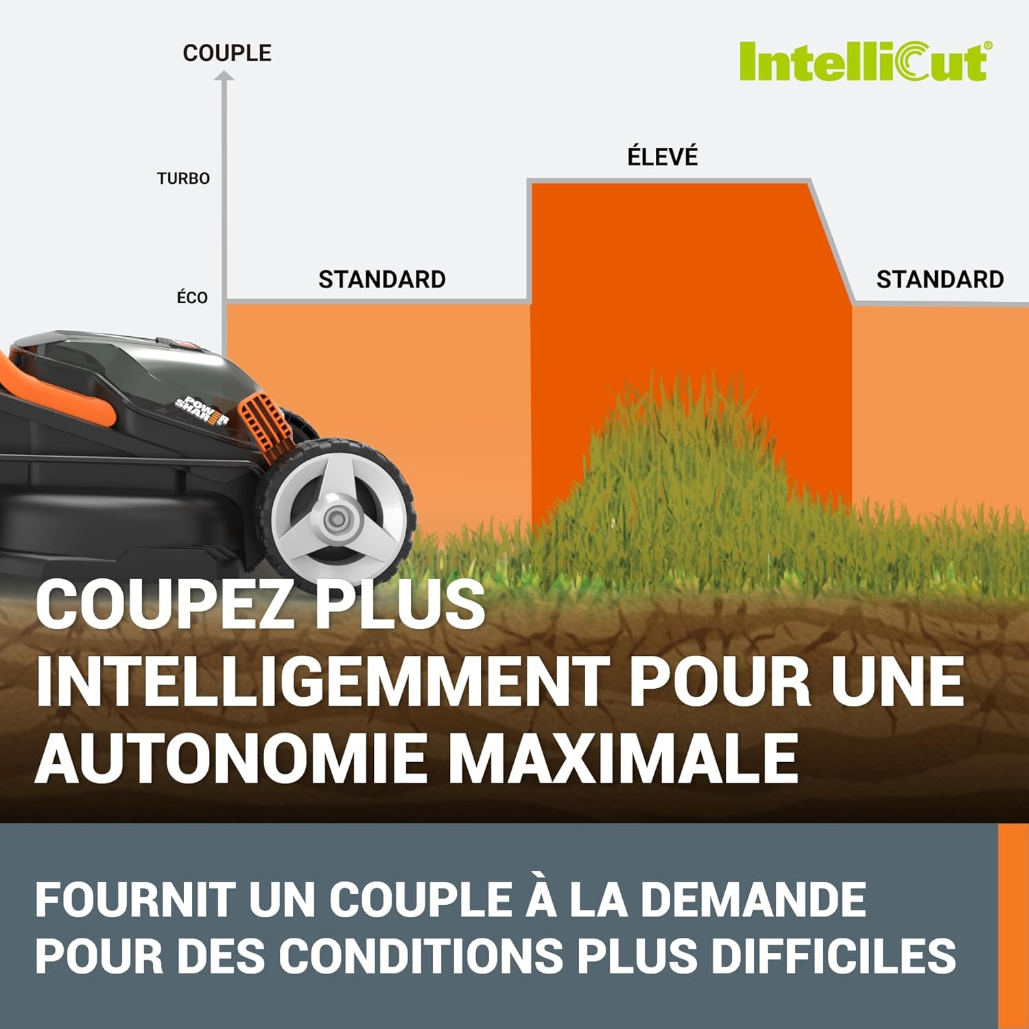 WORX - Tondeuse sans fil 40V, 34cm, 6 hauteurs, compacte, WG779E.1