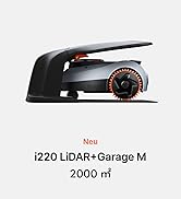 Le texte indique « 1220 LIDAR+ Garage M » et « 2000 m » avec « Nouveau ». Le produit montre un élégant appareil noir de style automobile avec des touches orange et un affichage numérique.