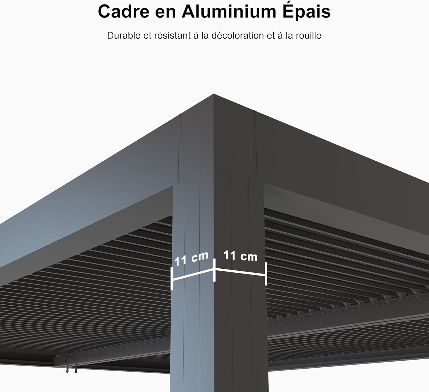 PURPLE LEAF - Pergola bioclimatique 4,6x3,3 m, alu, persiennes fixes