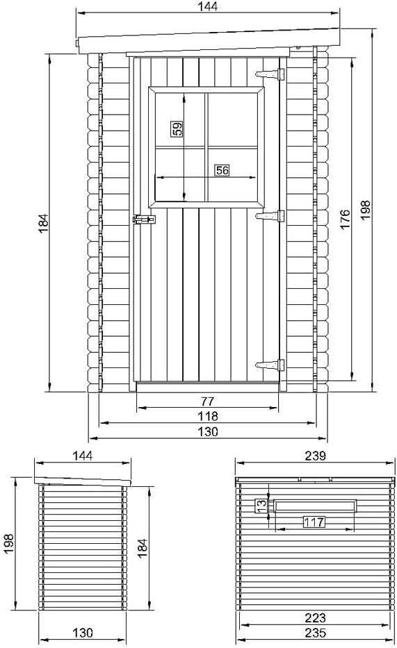 TIMBELA - M306 - abri de jardin bois 2,63m², parois 19mm, fenêtres