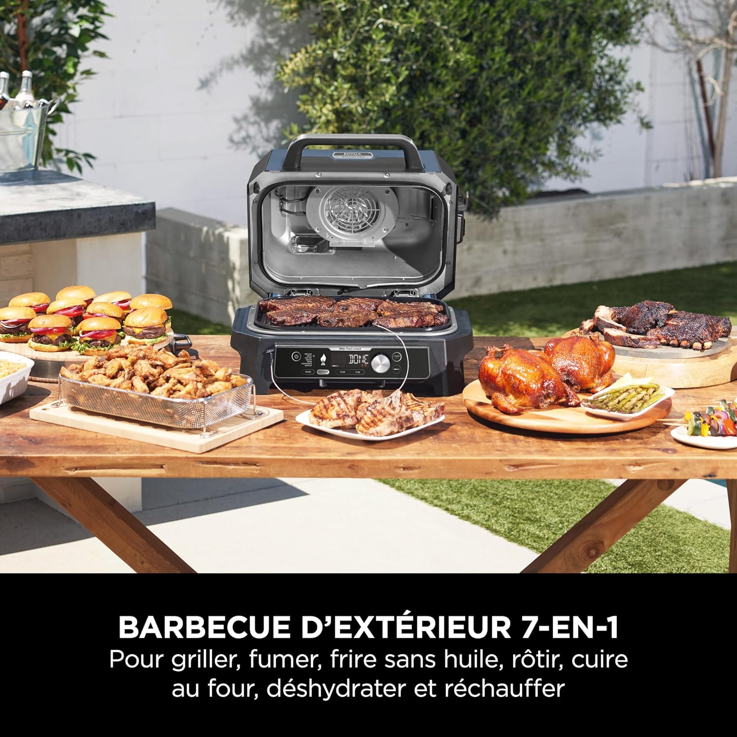 Ninja - grill & fumoir Pro Connect XL - contrôle app, 7-en-1, friteuse, résist. intem. - OG901EU
