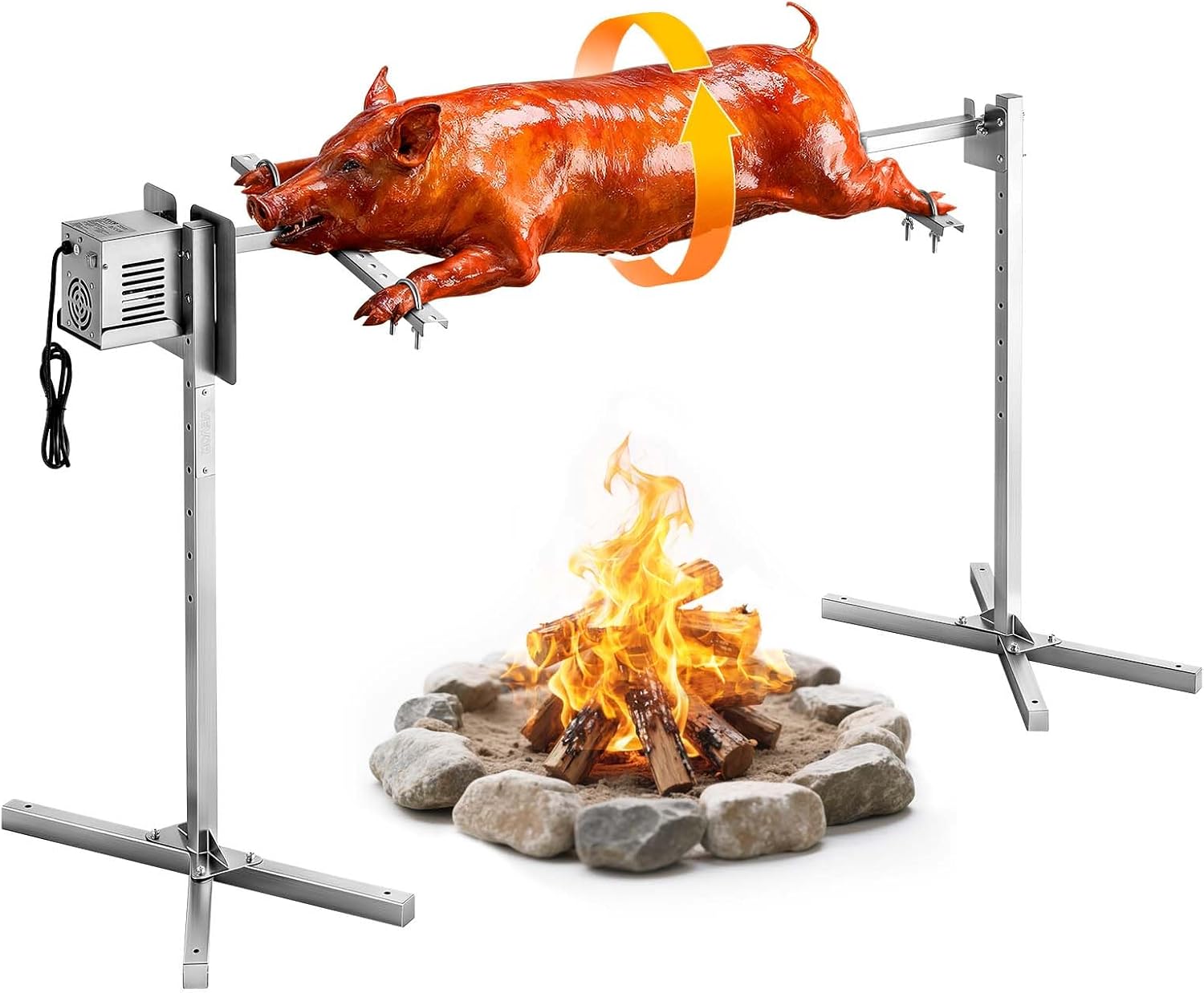 VEVOR - tournebroche barbecue - 40 kg - 8 hauteurs, moteur 38W, inox