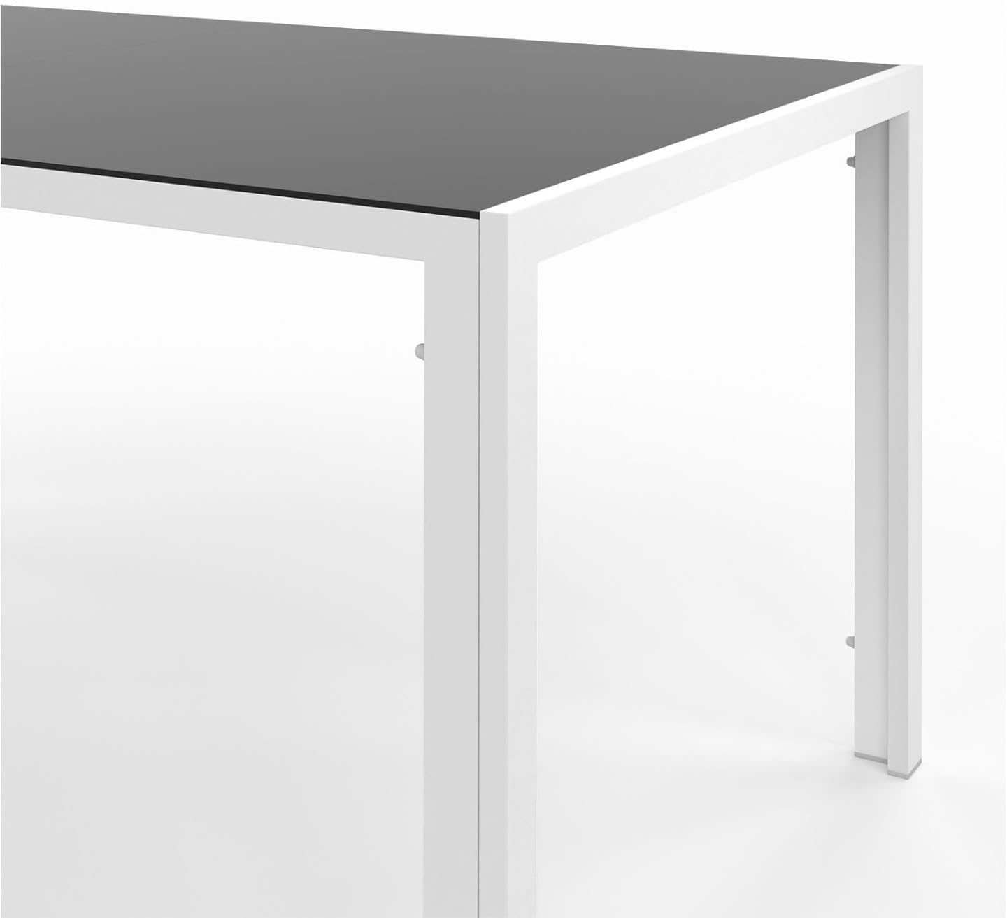 IDMarket - Madrid salon de jardin 150 cm, 6 chaises empilables, blanc/gris