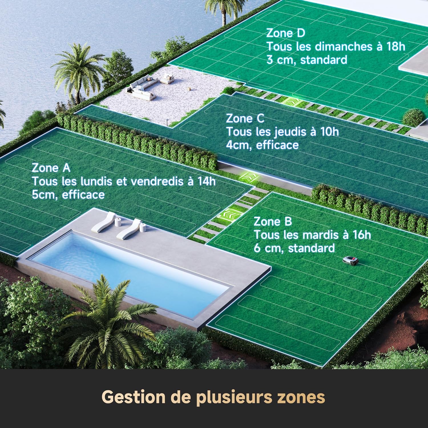 Dreame - A2 Série - 1200 m² - tondeuse robot sans fil, LiDAR 3D, EdgeMaster - DREAMEA21200