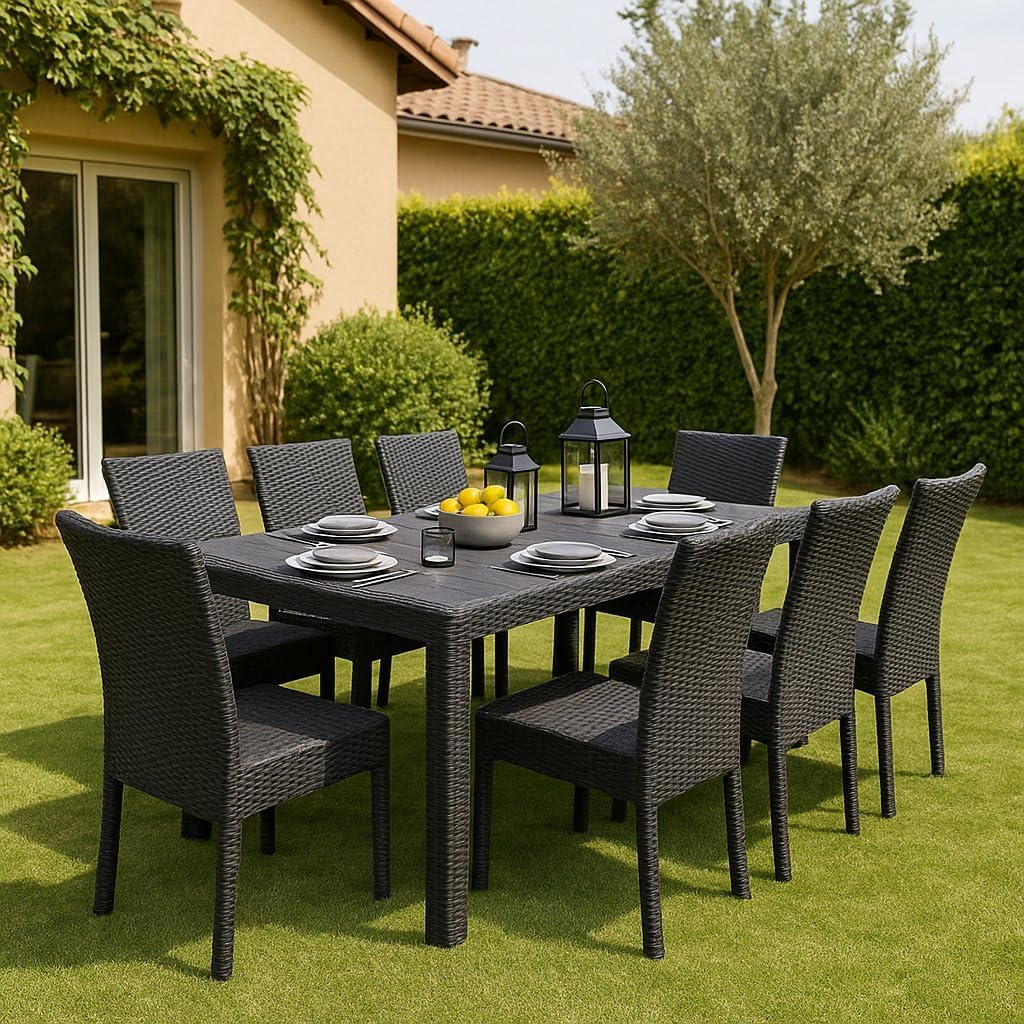 Dmora - Roma Extensible - 150/220x90x72 cm - rotin, jardin, Made in Italy