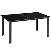 Outsunny Table de Jardin rectangulaire en Aluminium et Plateau en Verre trempé - 6 Personnes - 15...