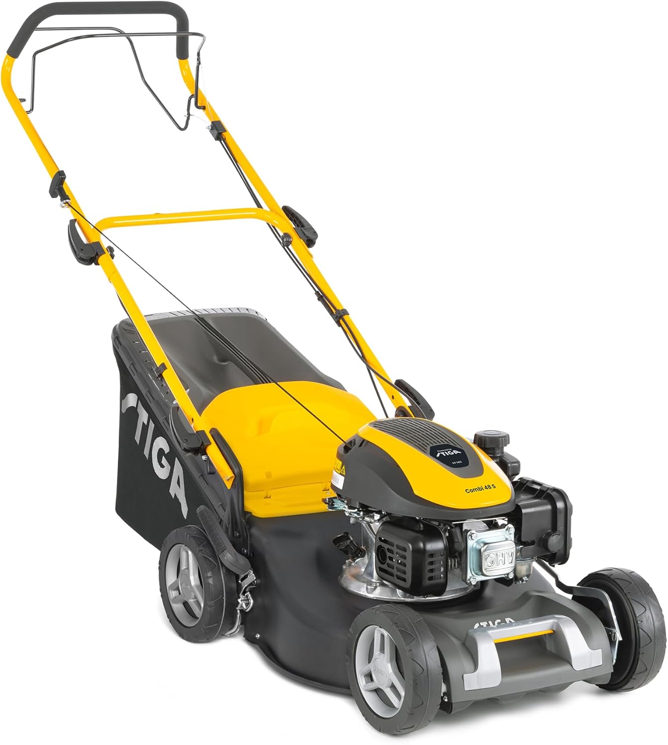 STIGA Combi 48 S Tondeuse Thermique, 139 cm³, 46 cm – Bac 60 L, Mulching Intégré, Réglage 6 Positions – Pelouses Jusqu’à 1 200 m², Gris