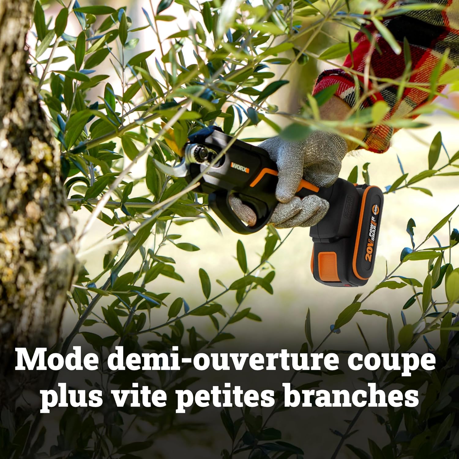 WORX - Sécateur sans fil 20V, coupe 25mm, Brushless, compact WG330E
