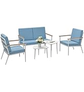 Outsunny Salon de Jardin extérieur 4 Personnes, Salon de Balcon 5 pièces avec canapé, 2 fauteuils...