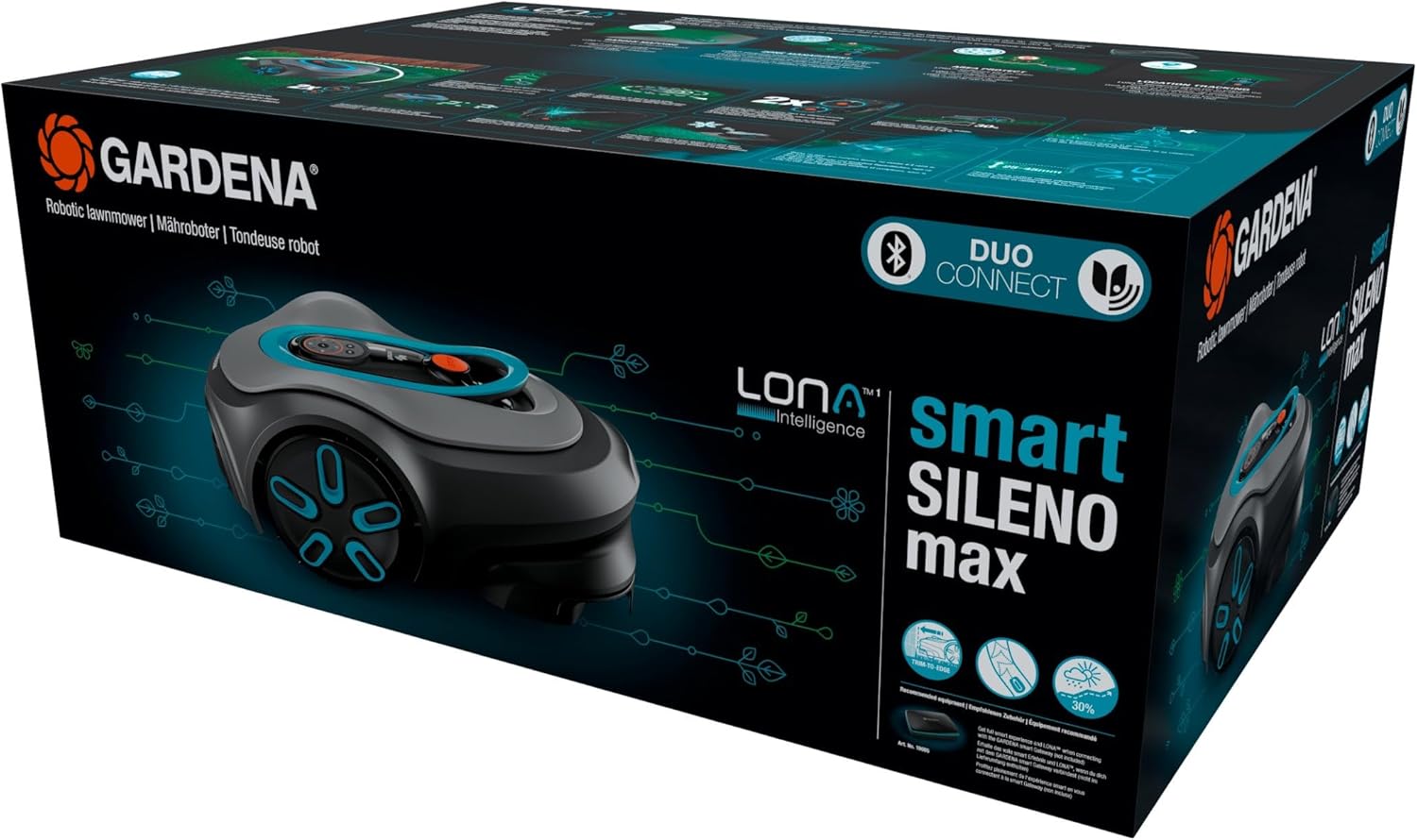Gardena - smart SILENO max - 1200 m² - LONA, silencieux, Trim-to-Edge, DuoConnect - 19902-26