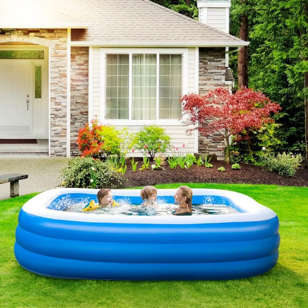 GALAXYER - Piscine gonflable 3 anneaux - 205x125x45 cm - usage intérieur/extérieur