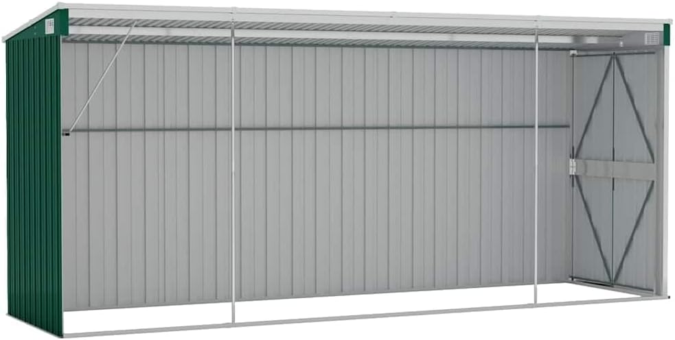 Générique Abri de Jardin Mural Vert 118x382x178 cm Acier galvanisé,Structures extérieures, Cabanes & abris de Jardin,316229