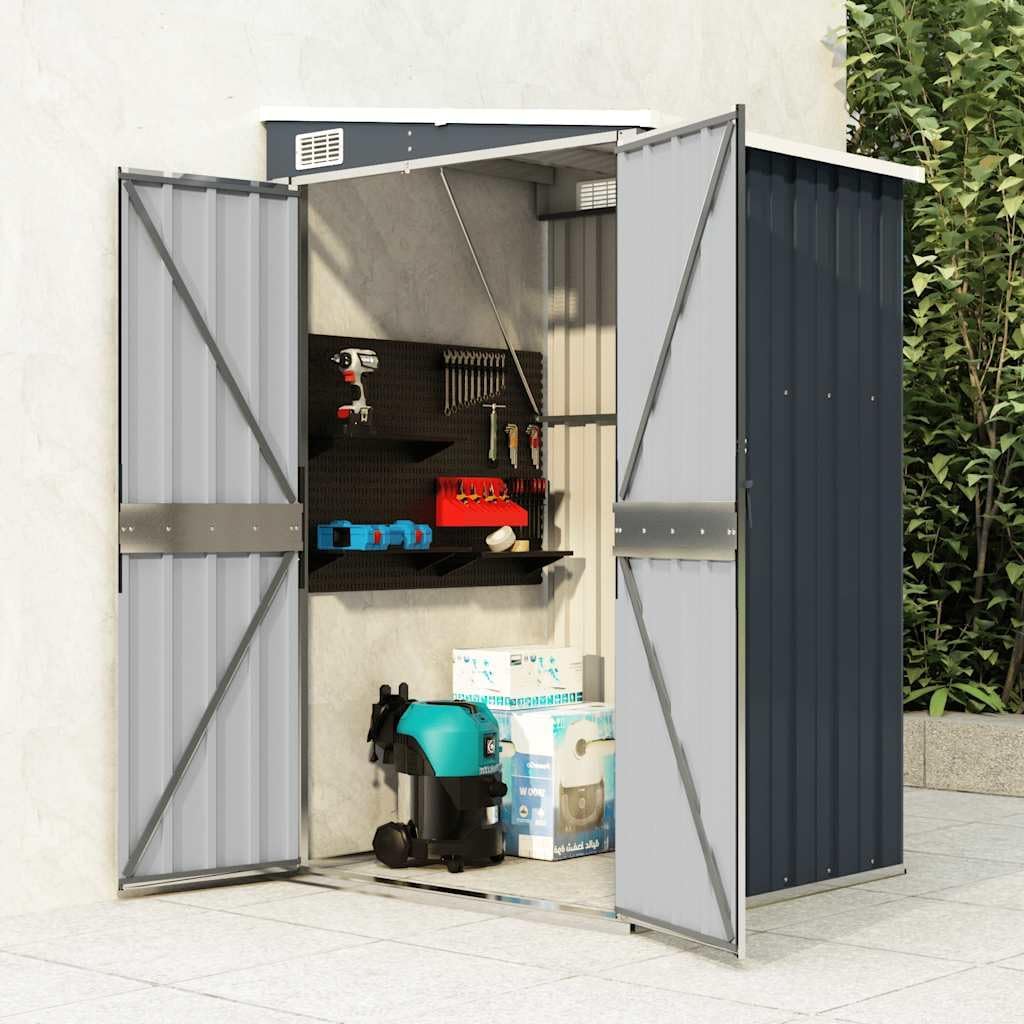 vidaXL Remise de Jardin Murale Hangar de Terrasse Abri de Jardin Maison de Stockage Meuble de Patio Extérieur Anthracite 118x100x178 cm Acier
