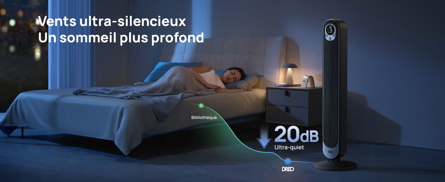 Dreo Ventilateur Colonne Silencieux  pour Grande Chambre